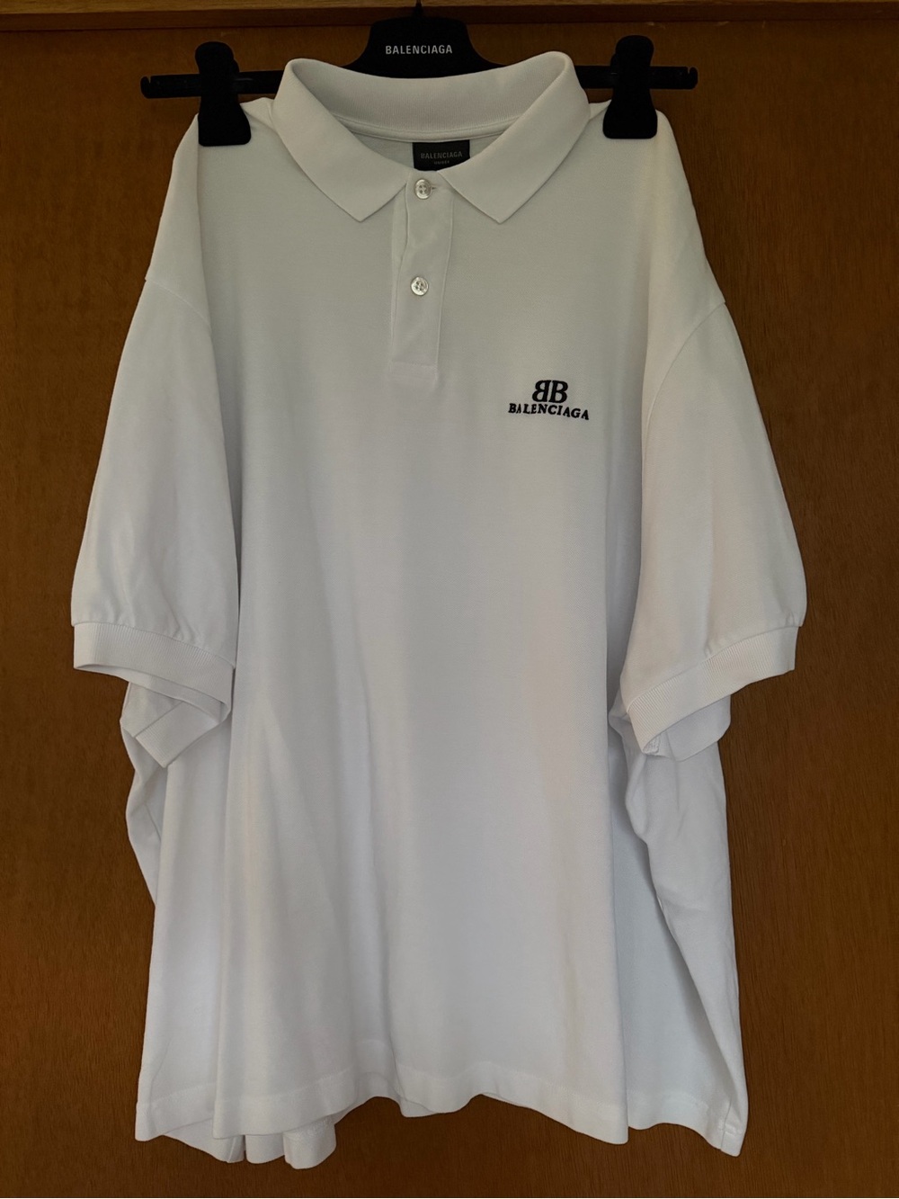 Balenciaga White Polo Shirt with BB Logo oversized fit